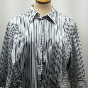 George Tops - George Blue White stripe Button Blouse 18w/20w George Tops - George Blue White stripe Button Blouse 18w/20w